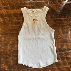 Fiorucci baby blue & pink ribbed tank
